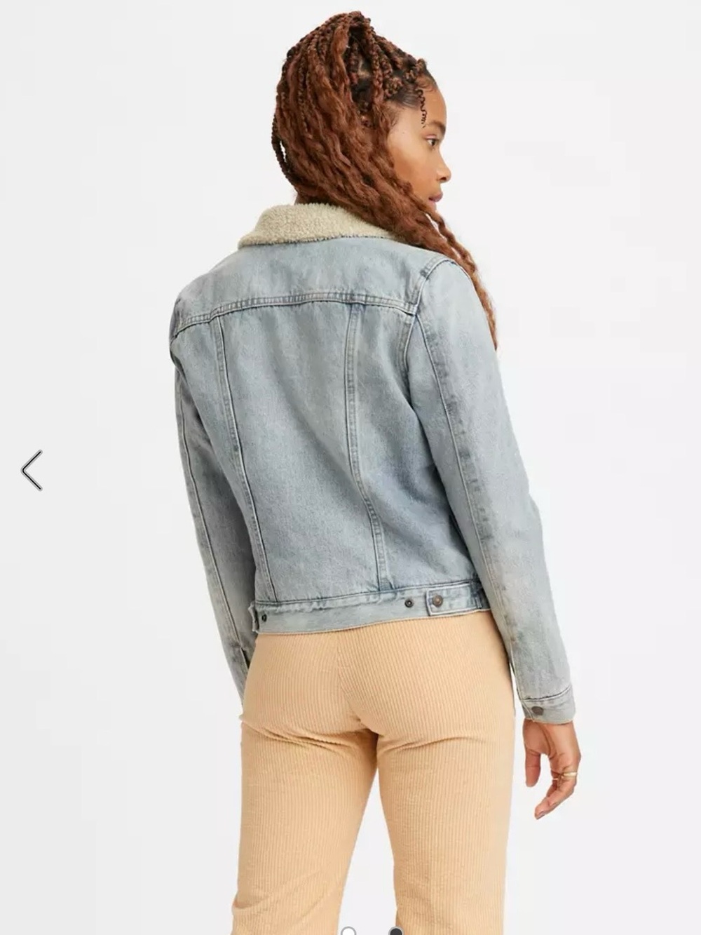 Levi's Light Blue Denim Jacket with Cream Sherpa Collar - Picture 2 of 7
